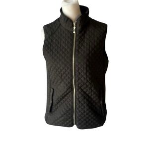 Outer Edge Dark Grey Fully Zip Quilted Vest with Faux Fur Lining